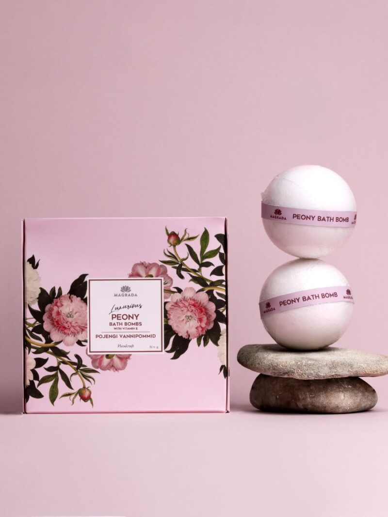 MAGRADA ORGANIC COSMETICS - MAGRADA vonios burbulai su bijūnų žiedų kvapu ir vitaminu E – rinkinys 4 vnt.