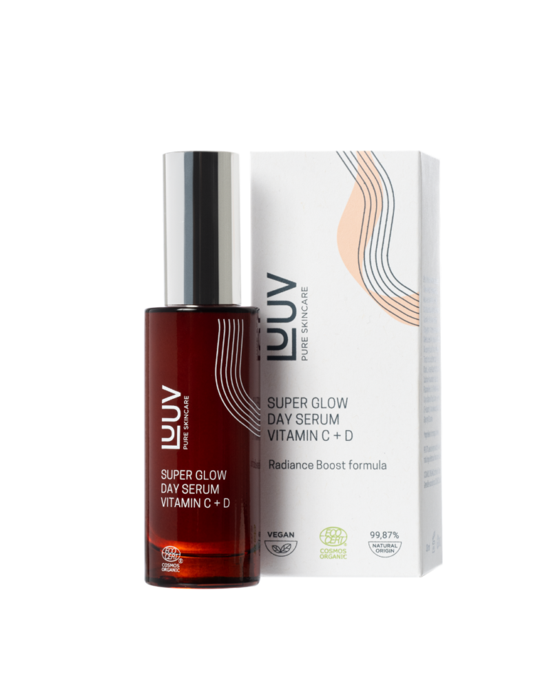 LUUV - Super Glow veido serumas su vitaminu C + D ir hialurono rūgštimi, 30 ml | Natūrali dieninė odos priežiūra COSMOS