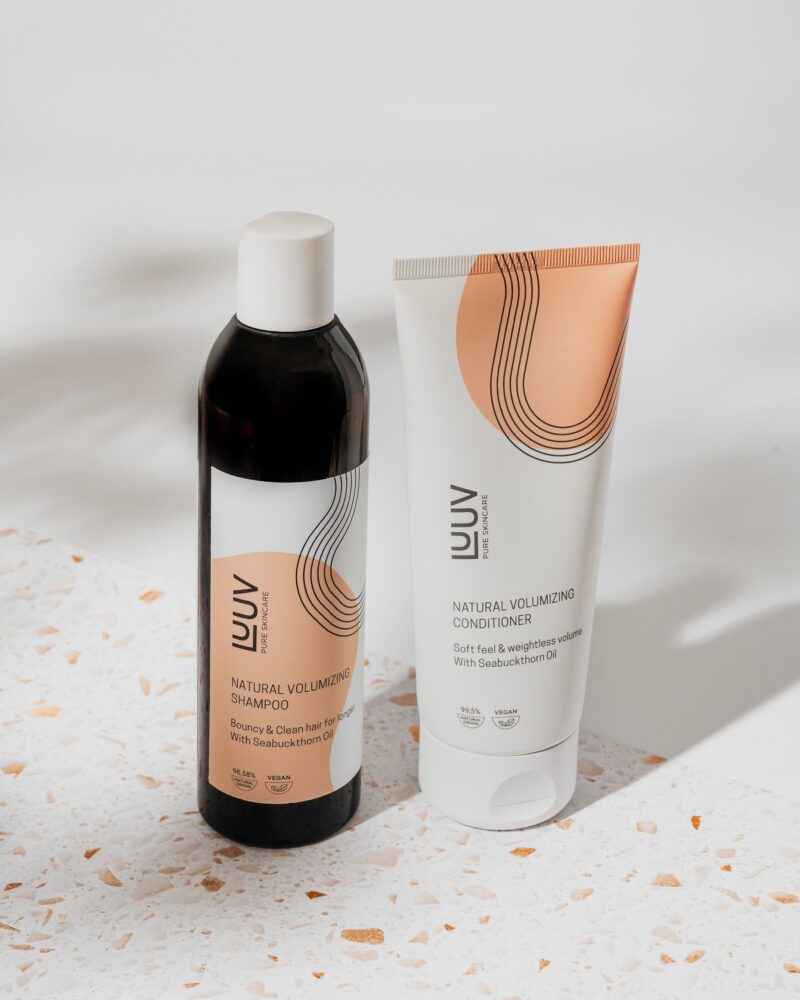 LUUV - Natūralus šaltalankių šampūno ir kondicionieriaus rinkinys – plaukų tūriui ir drėkinimui